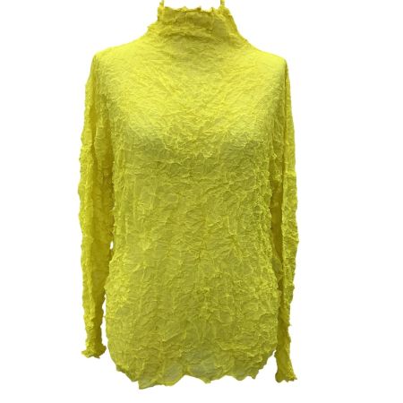 ISSEY MIYAKE イッセイミヤケ レディース シワ加工 カットソー SIZE 2 PE91-FJ822 イエロー