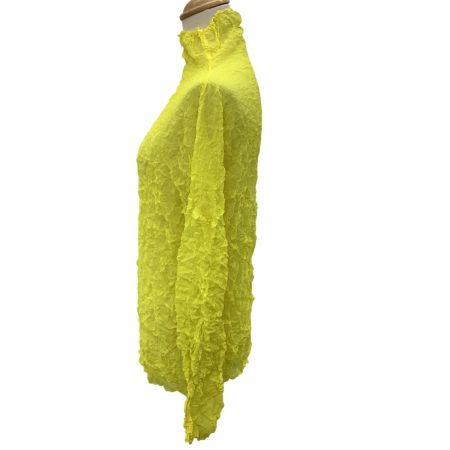 ISSEY MIYAKE イッセイミヤケ レディース シワ加工 カットソー SIZE 2 PE91-FJ822 イエロー