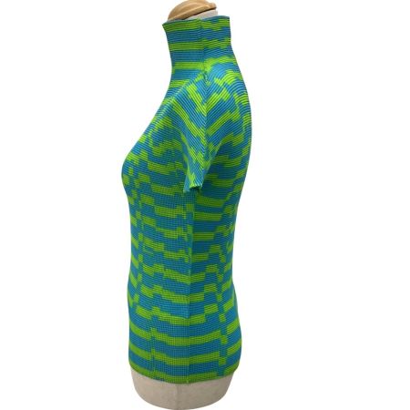 ISSEY MIYAKE イッセイミヤケ Me ミー レディース ワッフルプリーツ カットソー MI41FK425 スカイブルー×黄緑