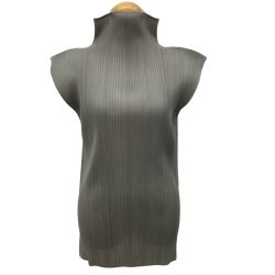 ISSEY MIYAKE イッセイミヤケ PLEATS PLEASE ノースリーブカットソー SIZE 3 PP04-JK603 グレー Bランク