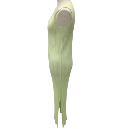 ISSEY MIYAKE イッセイミヤケ PLEATS PLEASE ノースリーブワンピース SIZE 1 PP01-JH601 黄緑