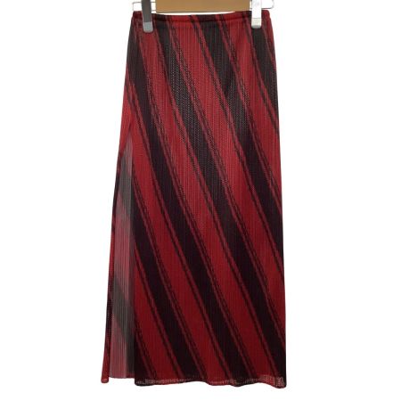 ISSEY MIYAKE イッセイミヤケ PLEATS PLEASE スカート SIZE 3 ストライプ PP64-JG324 レッド