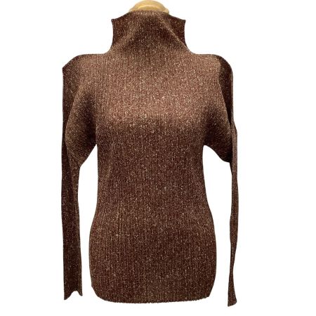 ISSEY MIYAKE イッセイミヤケ PLEATS PLEASE カットソー SIZE 3 転写 総柄 PP84-JK404 ブラウン