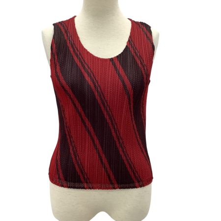 ISSEY MIYAKE イッセイミヤケ PLEATS PLEASE ノースリーブカットソー SIZE 3 PP64-JK321 レッド