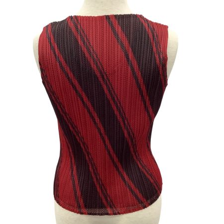 ISSEY MIYAKE イッセイミヤケ PLEATS PLEASE ノースリーブカットソー SIZE 3 PP64-JK321 レッド