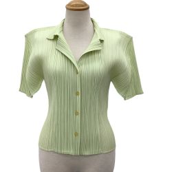ISSEY MIYAKE イッセイミヤケ PLEATS PLEASE シャツ SIZE 3 PP01-JJ602 黄緑 Bランク