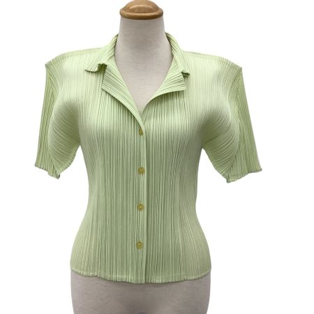 ISSEY MIYAKE イッセイミヤケ PLEATS PLEASE シャツ SIZE 3 PP01-JJ602 黄緑