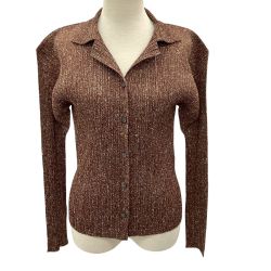 ISSEY MIYAKE イッセイミヤケ PLEATS PLEASE ジャケット 転写 SIZE 3  PP84-JK424 ブラウン Bランク