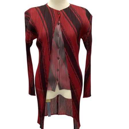 ISSEY MIYAKE イッセイミヤケ PLEATS PLEASE  カーディガン SIZE 3 PP64-JA326 レッド