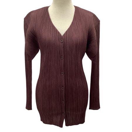 ISSEY MIYAKE イッセイミヤケ PLEATS PLEASE カーディガン ジャケット SIZE 3 PP73-JD246 ワインレッド