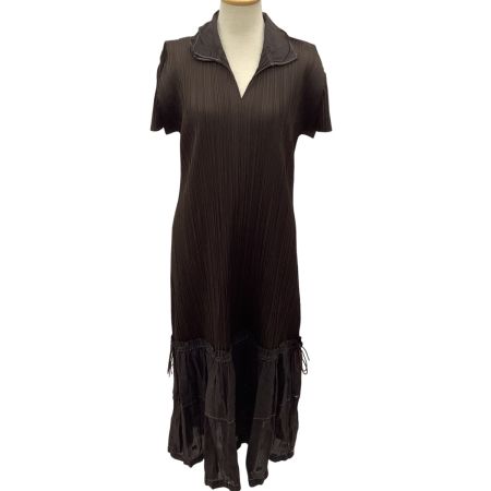 ISSEY MIYAKE イッセイミヤケ PLEATS PLEASE ワンピース ティアード切替 SIZE 3 PP43-JH506 ブラウン
