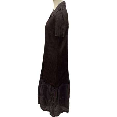 ISSEY MIYAKE イッセイミヤケ PLEATS PLEASE ワンピース ティアード切替 SIZE 3 PP43-JH506 ブラウン
