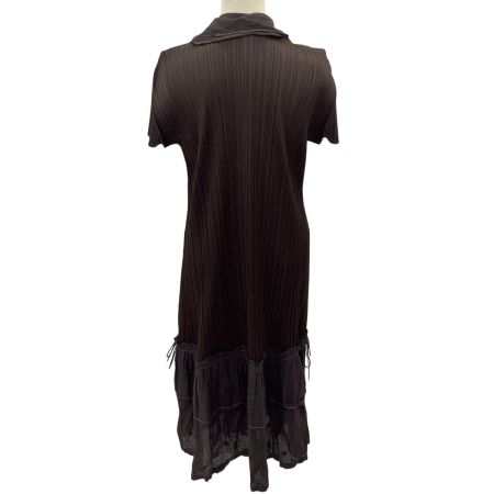 ISSEY MIYAKE イッセイミヤケ PLEATS PLEASE ワンピース ティアード切替 SIZE 3 PP43-JH506 ブラウン