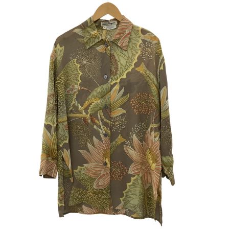Salvatore Ferragamo サルヴァトーレフェラガモ レディース シャツ シルク100% 総柄 SIZE XS イエロー