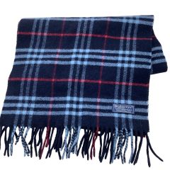 BURBERRY バーバリー マフラー ラムズウール チェック ネイビー Bランク