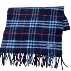 BURBERRY バーバリー マフラー ラムズウール チェック ネイビー Bランク