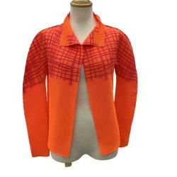 ME ISSEY MIYAKE イッセイミヤケ ミー カーディガン ワッフルプリーツ  MI12FO311 オレンジ Bランク