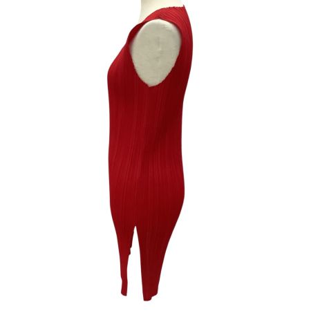 ISSEY MIYAKE イッセイミヤケ PLEATS PLEASE ノースリーブカットソー SIZE 3 PP63-JK202 レッド