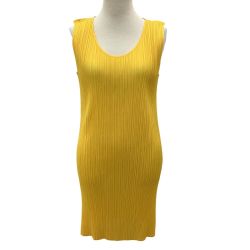ISSEY MIYAKE イッセイミヤケ PLEATS PLEASE ノースリーブカットソー SIZE 3 イエロー Bランク