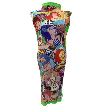 ISSEY MIYAKE イッセイミヤケ PLEATS PLEASE ワンピース SIZE 4 黄緑