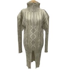 ISSEY MIYAKE イッセイミヤケ PLEATS PLEASE ケーブルニット転写 ジップアップ ジャケット SIZE ２ PP64-JA433 ベージュ Bランク