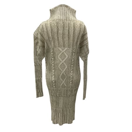 ISSEY MIYAKE イッセイミヤケ PLEATS PLEASE ケーブルニット転写 ジップアップ ジャケット SIZE ２ PP64-JA433 ベージュ