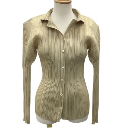 ISSEY MIYAKE イッセイミヤケ PLEATS PLEASE シャツ SIZE 3 PP05-JJ001 ベージュ