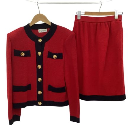 Yves Saint Laurent イブサンローラン レディース Vintage セットアップ スーツ ジャケット スカート SIZE M レッド
