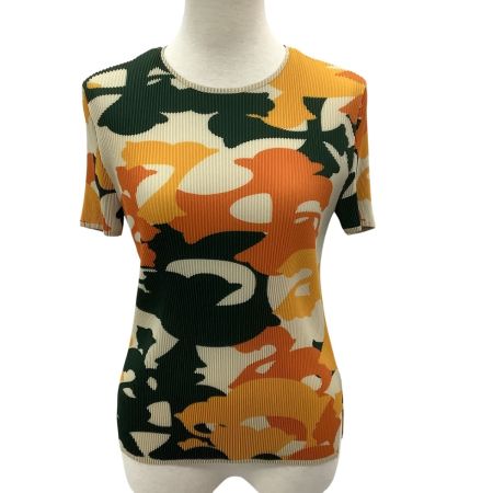 ISSEY MIYAKE イッセイミヤケ プリーツ カットソー SIZE 3 総柄 IF72FJ302 オレンジ