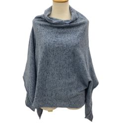 Babaghuri ババグーリ レディース ポンチョ カシミヤ100% ブルー Bランク