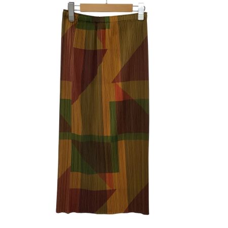 ISSEY MIYAKE イッセイミヤケ PLEATS PLEASE スカート SIZE 3 総柄 PP73-JG764 オレンジ