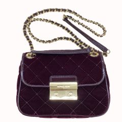 MICHAEL KORS マイケルコース キルティング ベルベット ショルダーバッグ AQ-1606 ワインレッド Bランク