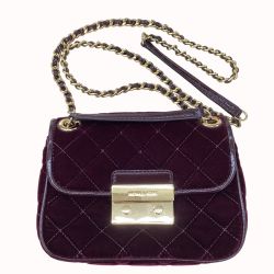 MICHAEL KORS マイケルコース キルティング ベルベット ショルダーバッグ AQ-1606 ワインレッド Bランク