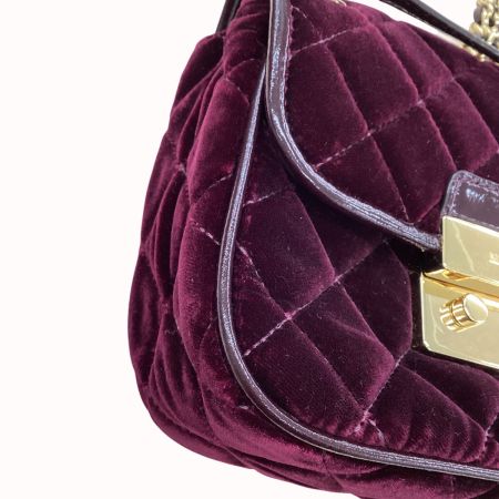 MICHAEL KORS マイケルコース キルティング ベルベット ショルダーバッグ AQ-1606 ワインレッド