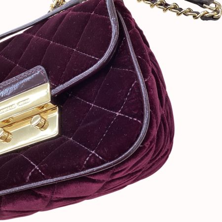 MICHAEL KORS マイケルコース キルティング ベルベット ショルダーバッグ AQ-1606 ワインレッド