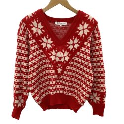Christian Dior クリスチャンディオール レディース ニット セーター SIZE M レッド×ホワイト Bランク