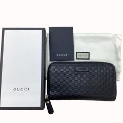 GUCCI グッチ 長財布  449391-496334 マイクログッチシマ ブラック Bランク