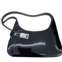 Salvatore Ferragamo サルヴァトーレフェラガモ レディース ハンドバッグ ガンチーニ エナメル ブラック Bランク