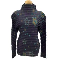 ISSEY MIYAKE イッセイミヤケ 段々 立体 プリーツ 変形 カットソー 星柄 SIZE 3 IM04FJ938 ネイビー Bランク