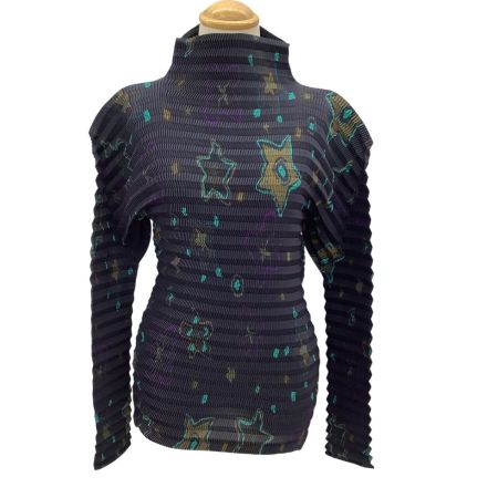 ISSEY MIYAKE イッセイミヤケ 段々 立体 プリーツ 変形 カットソー 星柄 SIZE 3 IM04FJ938 ネイビー