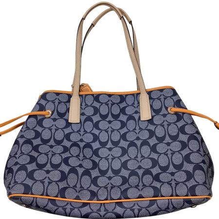 COACH コーチ ハンドバッグ シグネチャー F29064 ネイビー×オレンジ