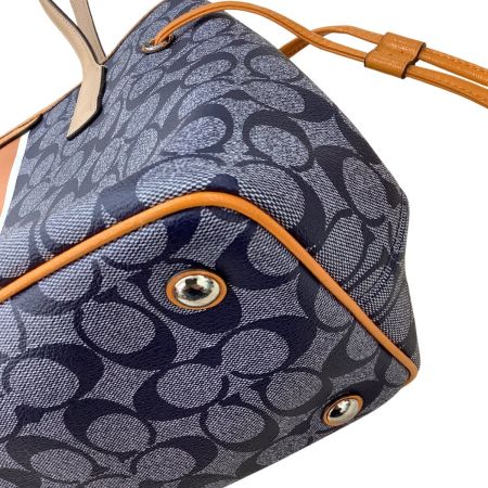 COACH コーチ ハンドバッグ シグネチャー F29064 ネイビー×オレンジ