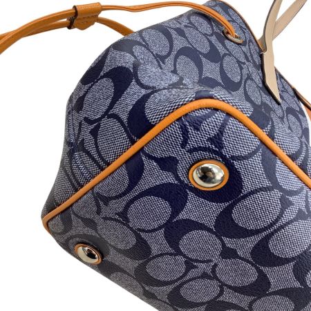 COACH コーチ ハンドバッグ シグネチャー F29064 ネイビー×オレンジ