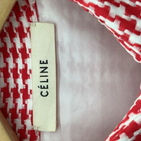 CELINE セリーヌ レディース シャツ SIZE 38 レッド×ホワイト