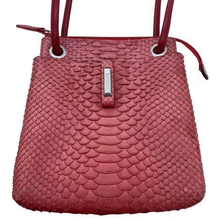 takahiko レディース レザー ハンドバッグ パイソン レッド