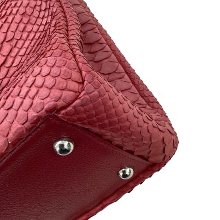 takahiko レディース レザー ハンドバッグ パイソン レッド