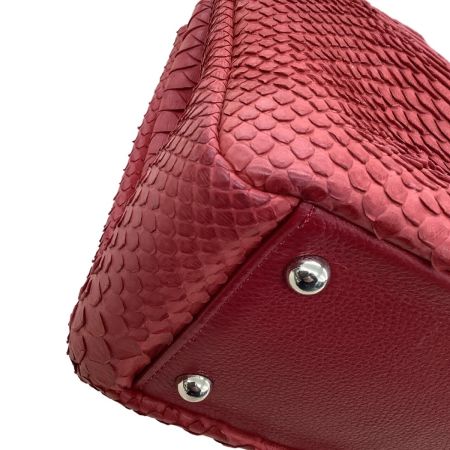 takahiko レディース レザー ハンドバッグ パイソン レッド