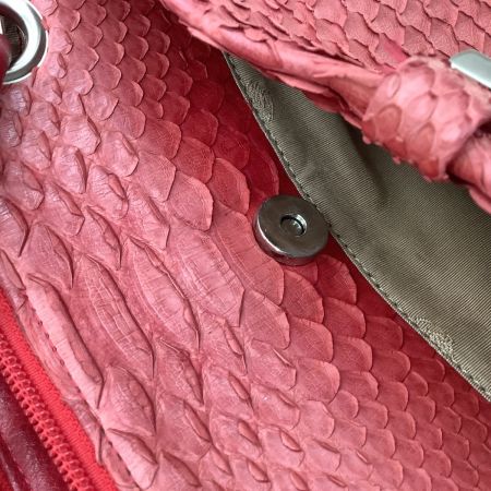 takahiko レディース レザー ハンドバッグ パイソン レッド