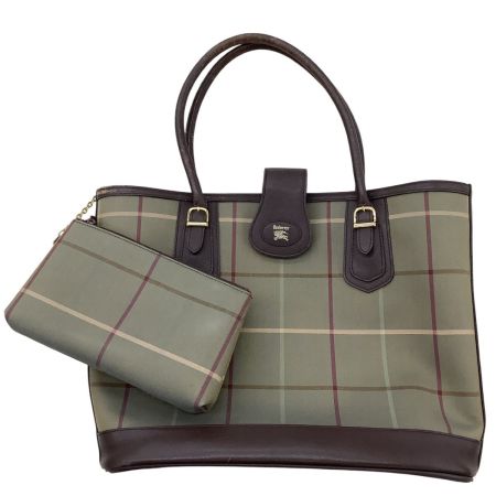 BURBERRY バーバリー ハンドバッグ ポーチ付き カーキ