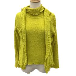 ISSEY MIYAKE イッセイミヤケ レディース シワ加工 アンサンブル イエロー Bランク